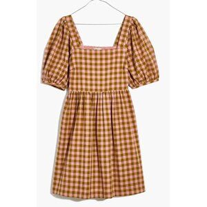 Madewell Brown and Pink Gingham Mini Dress